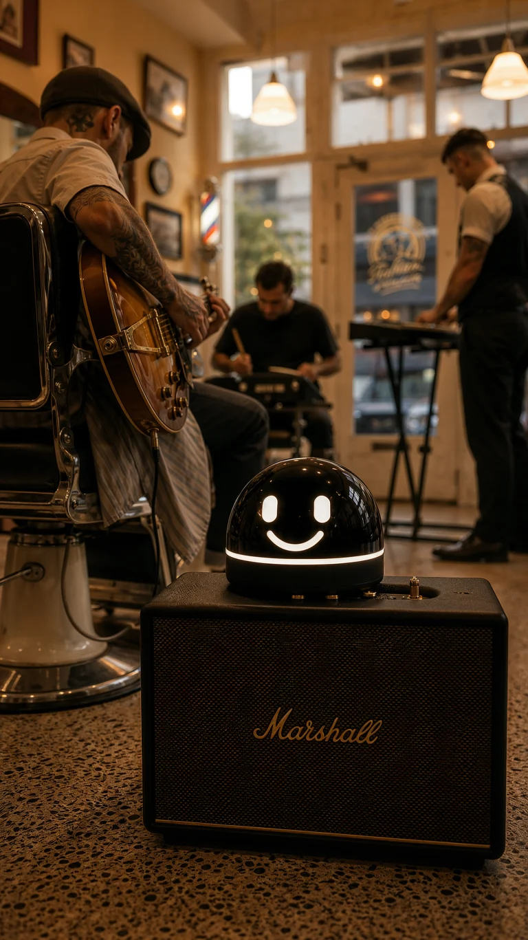 Hermy singing with an old-school barbershop band